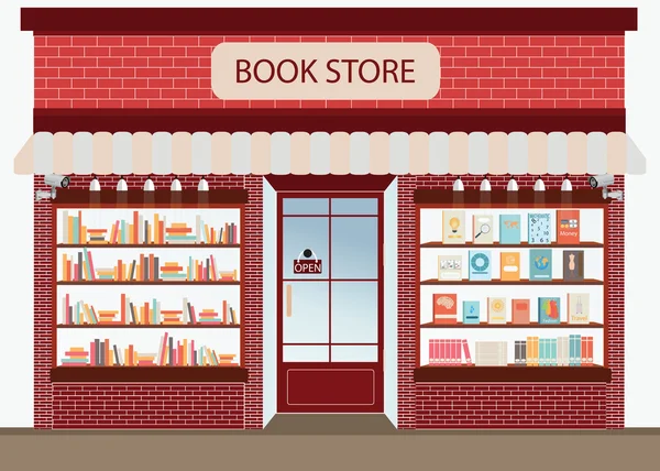 Libreria con librerie . — Vettoriale Stock