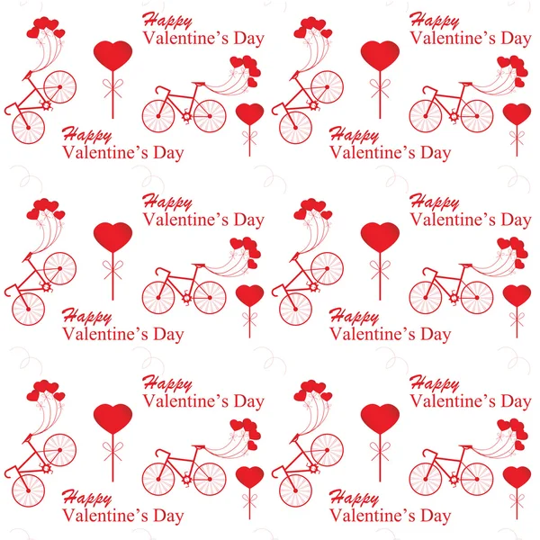 Saint Valentin avec vélo et ballon coeur en forme de bac blanc — Image vectorielle