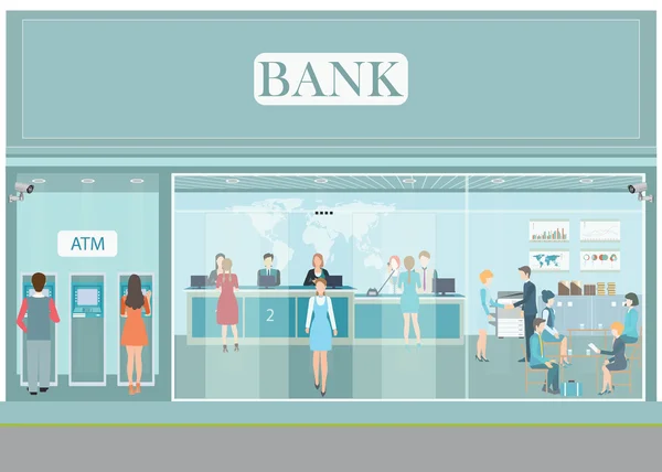 İç ve dış cephe sayaç Resepsiyon bina banka.