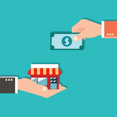 Elinde oturan ev ve Doları notlar.
