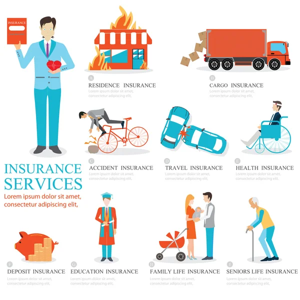 Info gráfico dos serviços de seguros de empresas . —  Vetores de Stock