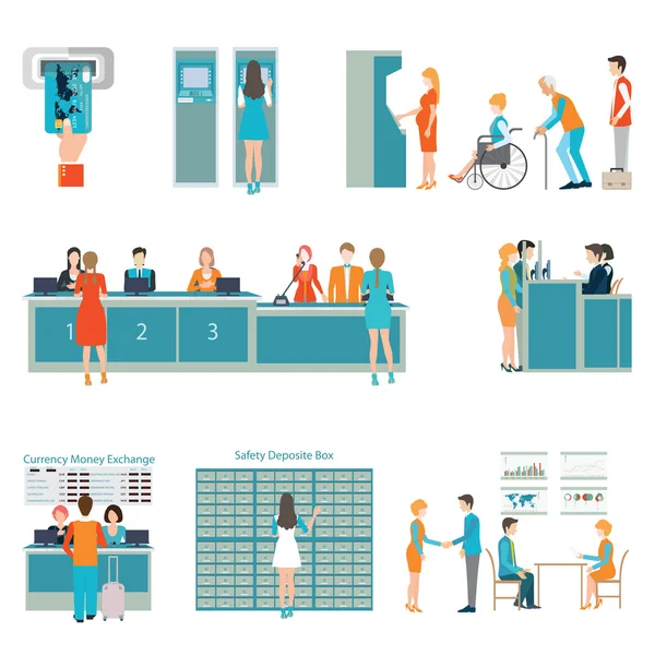 İnsanlar bir banka İçişleri.