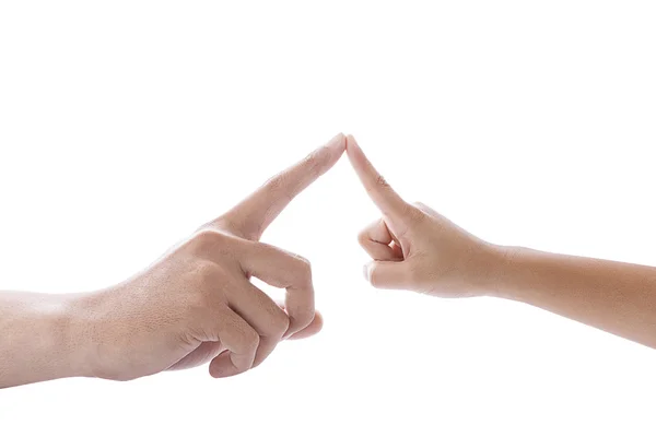 Father's finger touch his child son finger — Stock Photo, Image