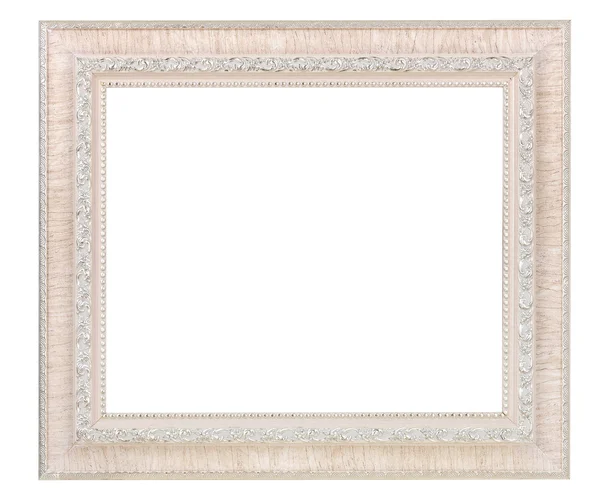 Moldura de foto vintage branco isolado no fundo branco com clipe — Fotografia de Stock