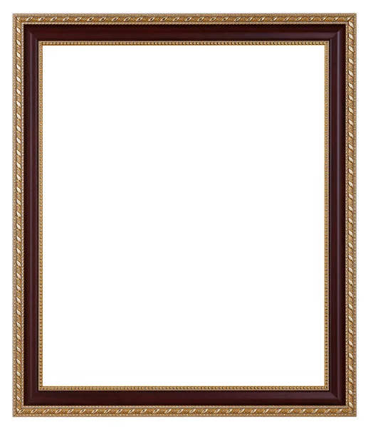 Holz mit Goldrand Fotorahmen isoliert auf weißem Hintergrund — Stockfoto