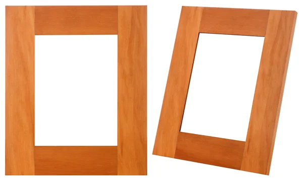Holz Fotorahmen isoliert auf weißem Hintergrund mit Clipping-Pfad — Stockfoto