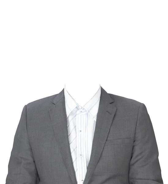 Man in pak zonder kop geïsoleerd op wit — Stockfoto