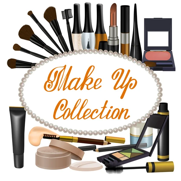 Collectie bruin tinten cosmetica items — Stockvector