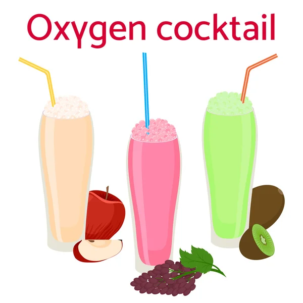 Icono de cóctel de oxígeno con paja — Vector de stock