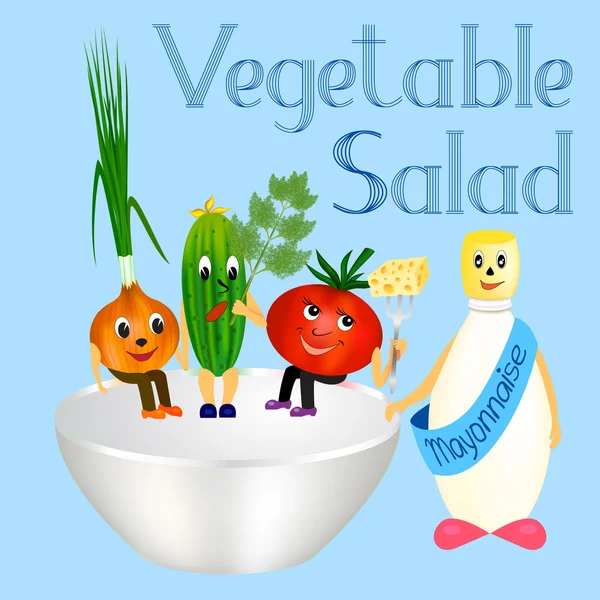 Taze sebze salatası yemek pişirmek için — Stok Vektör