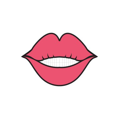 Kadının dudak simgesi vektör çizim şablonu