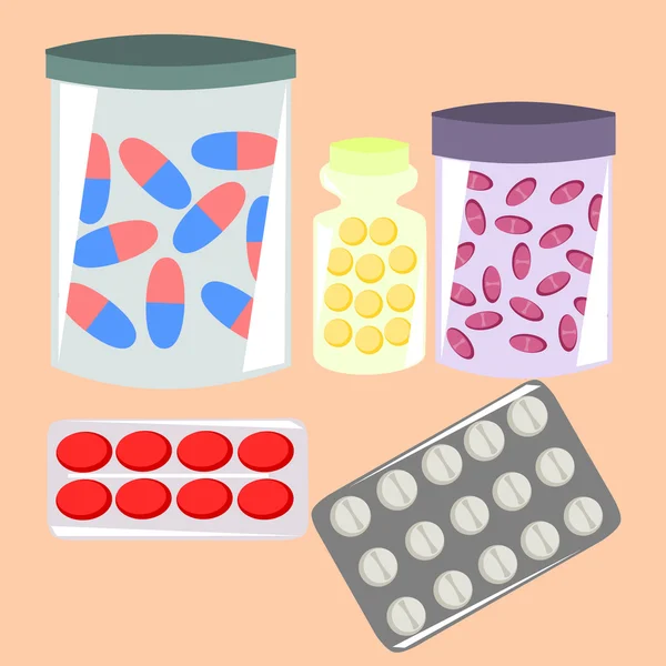 Pilules en Bocaux — Image vectorielle