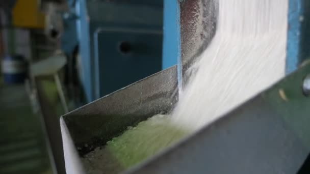 Tamisage Riz Travers Une Grande Gouttière Métallique Dans Une Usine — Video