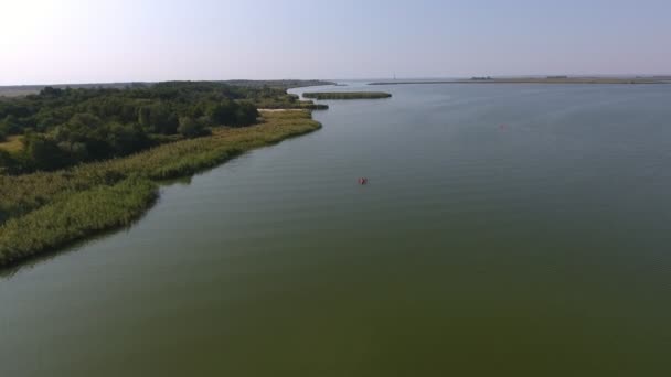 Flygfoto Horisontlösa Dnipro Avrinningsområde Med Gröna Stränder Och Inlopp Sommaren — Stockvideo