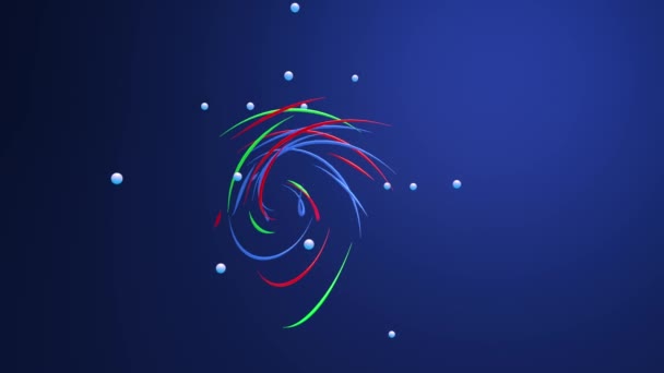 Animation Multicolored Whirlwind White Spots Dark Blue Background Gorgeous Rendering — Stock Video