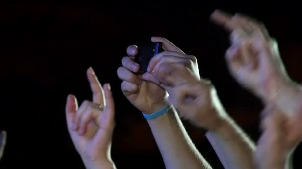 Multitud animando en el concierto de música de cámara lenta 2 — Vídeo de stock