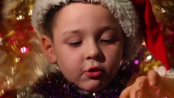 Little boy dressed as Santa Claus 2 — Wideo stockowe