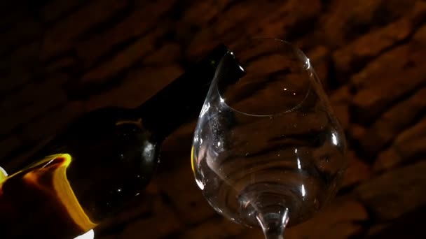 Bir kadeh beyaz şarap dökme — Stok video