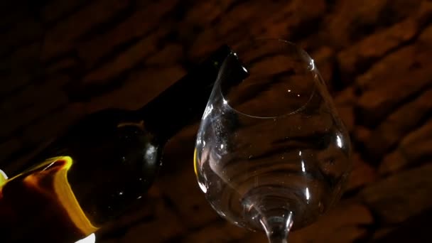 Verter una copa de vino blanco — Vídeo de stock