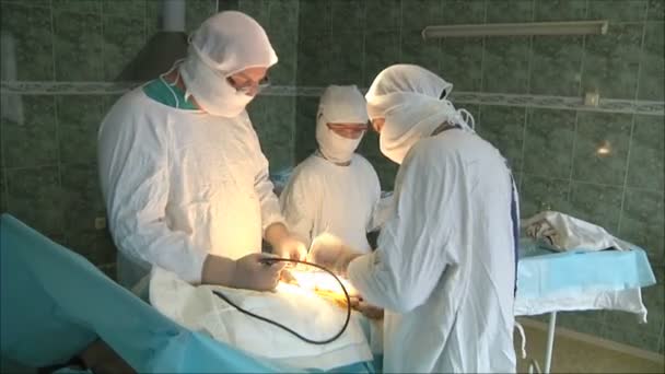 Медицинская команда, выполняющая операцию — стоковое видео