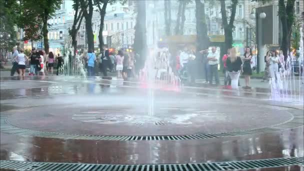 Fontein in het centrum van de stad — Stockvideo