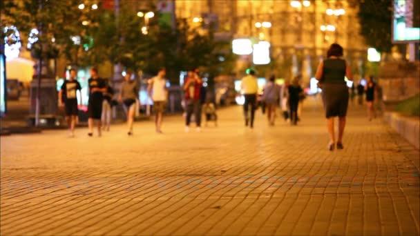 Mensen lopen aan de hoofdstraat — Stockvideo