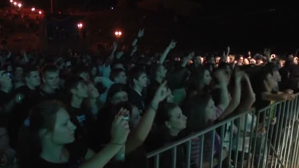 Publiken på en rockfestival — Stockvideo