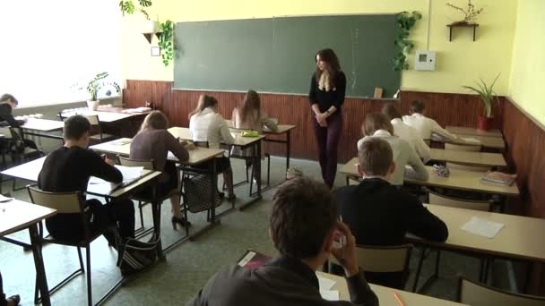 Niños en clase en la escuela — Vídeos de Stock