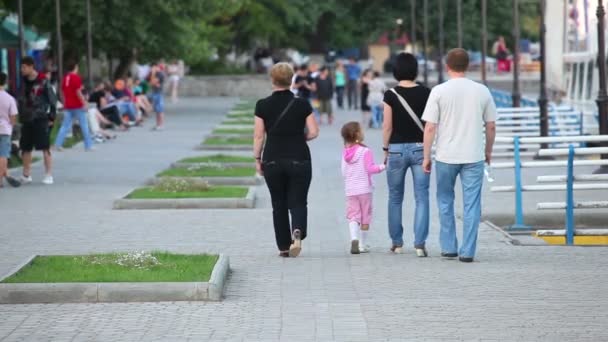 Gente caminando en el parque — Vídeo de stock