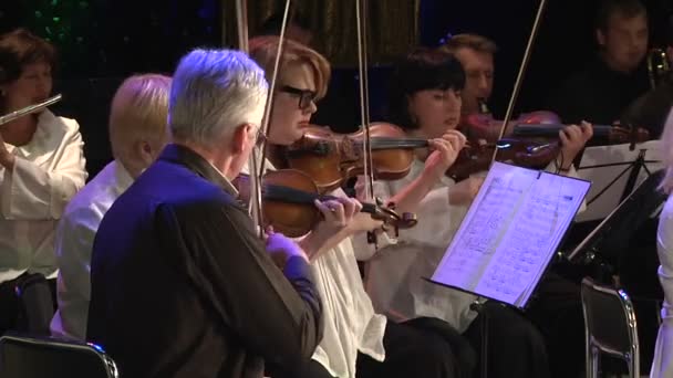 Theatervoorstellingen van de muzikanten — Stockvideo