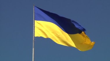 Ukrayna bayrağı sallayarak