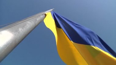 Ukrayna bayrağı sallayarak