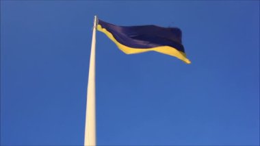 Ukrayna bayrağı sallayarak
