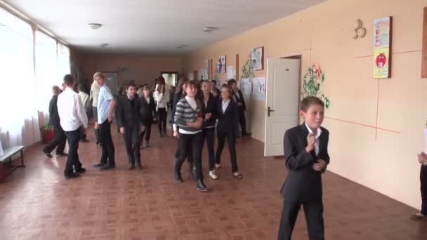 Children in school corridors — Stock Video