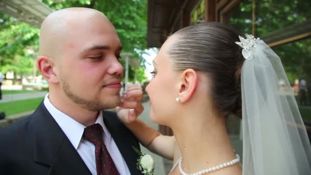 Groom Kisses The Bride — Stock Video