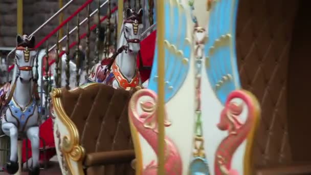 Amusement park carousel — Stock Video