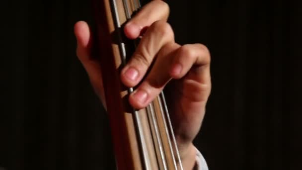 Woman playing the contrabass — Stock Video