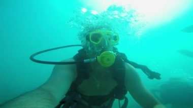 Skuba dalgıçları suyun altında