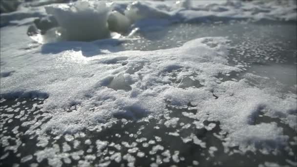 Hielo en el río en invierno — Vídeos de Stock