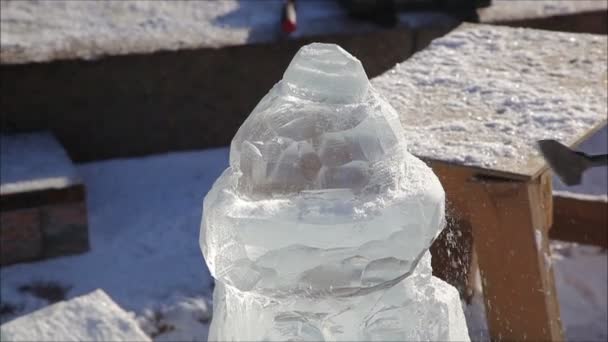 Sculptures made of ice — Stock Video