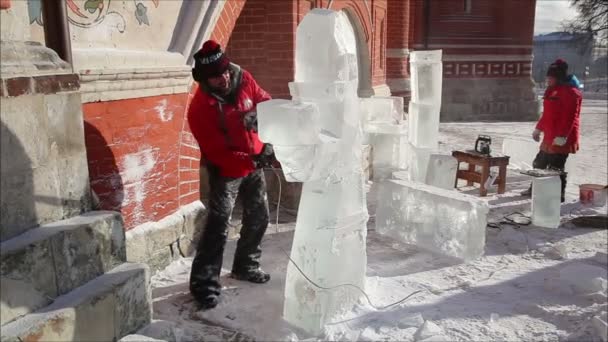 Skulpturen aus Eis — Stockvideo