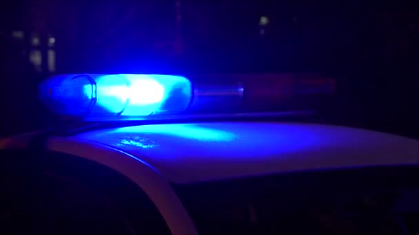 Bir polis arabası içinde yanıp sönen ışıklar — Stok video