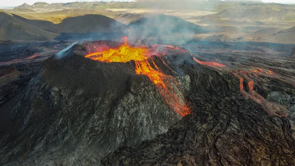 Active Erupting Volcano 2022 Iceland — Foto Stock