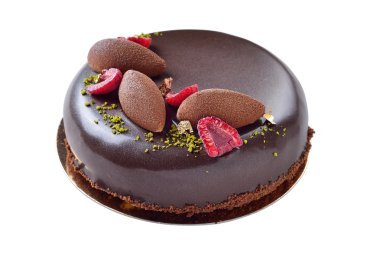 süslü çikolatalı kek ahududu ile gümüş ile dekore edilmiş ve 