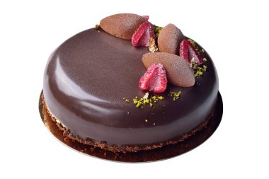 süslü çikolatalı kek ahududu ile gümüş ile dekore edilmiş ve 