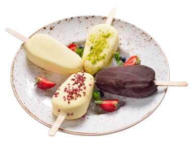 buzlu şeker. Sırlı çikolatalı dondurma. Karpuzu, yaz yiyecek. Isol