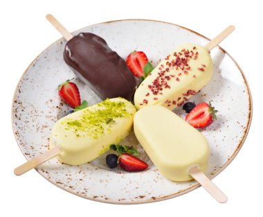 buzlu şeker. Sırlı çikolatalı dondurma. Karpuzu, yaz yiyecek. Isol