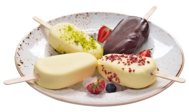 buzlu şeker. Sırlı çikolatalı dondurma. Karpuzu, yaz yiyecek. Isol