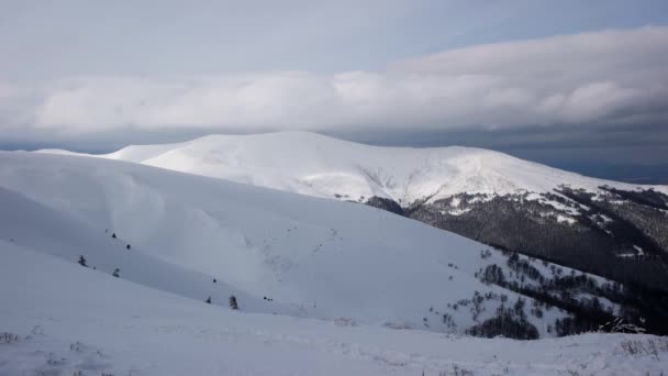 Natureza, Paisagem, Vista das Montanhas de Inverno, Time-Lapse . — Vídeo de Stock
