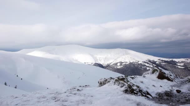 Natura, Paesaggio, Vista sulle montagne invernali, Time-Lapse . — Video Stock